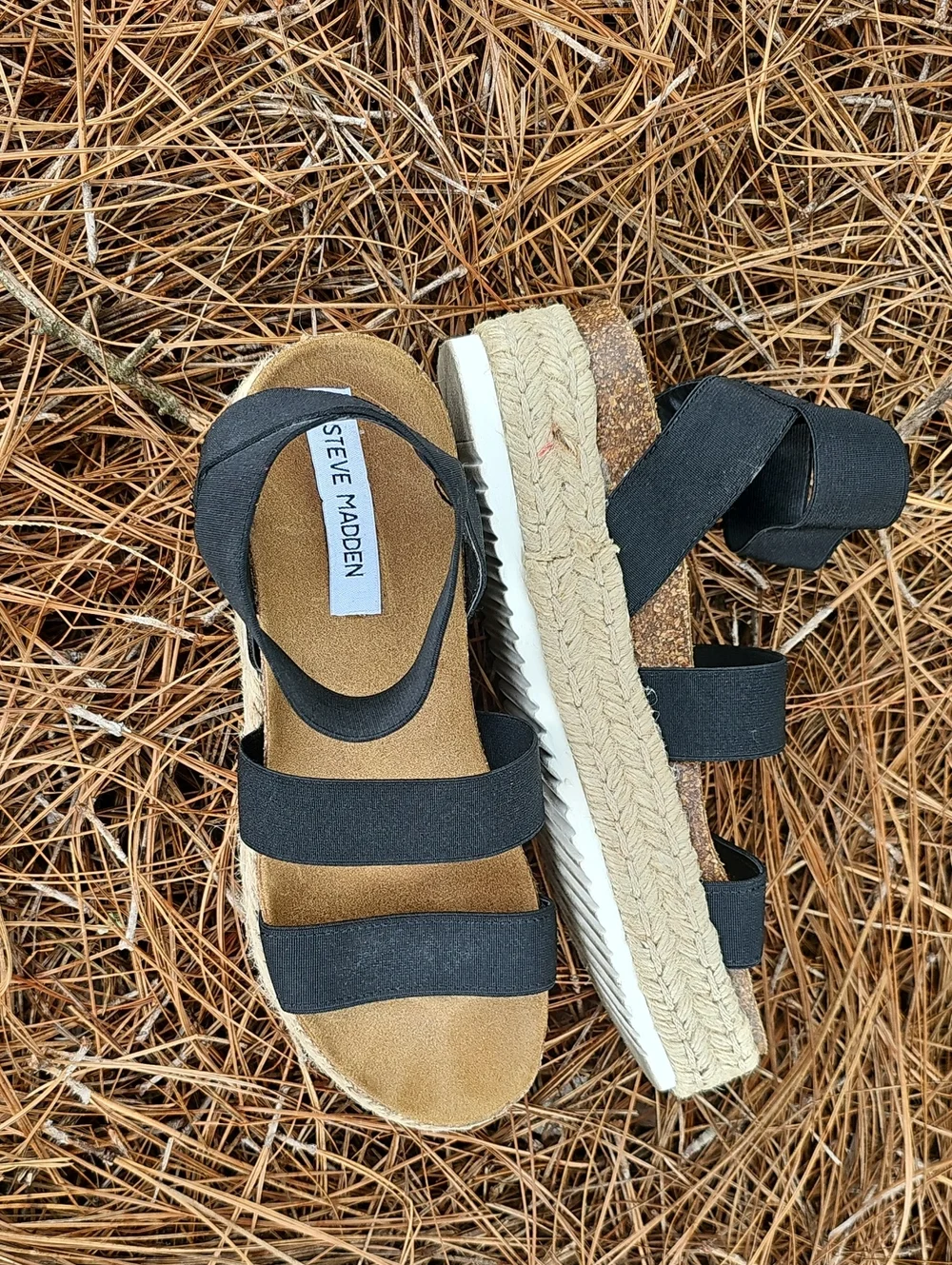 Steve Madden Black Espadrille Platform Sandals